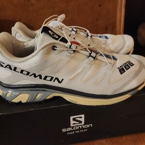Salomon Men's White and Black Trail Running Shoes with Cream Accents